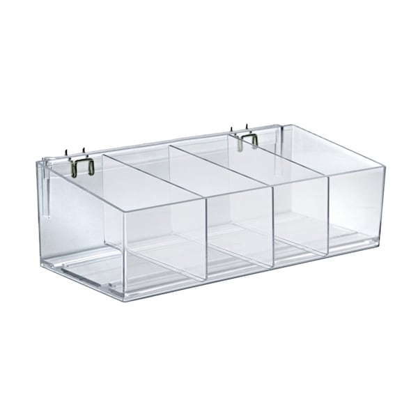 Clear Plastic Adjustable Divider Bin for Pegboard or Slatwall. Acrylic Storage Open Container